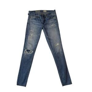AG Adriano Goldschmied Blue Jeans 27R Super Skinny The Legging Ankle Patch Light